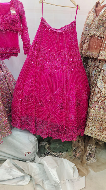 Delightful Red on Red Monotone Crop Top Lehenga