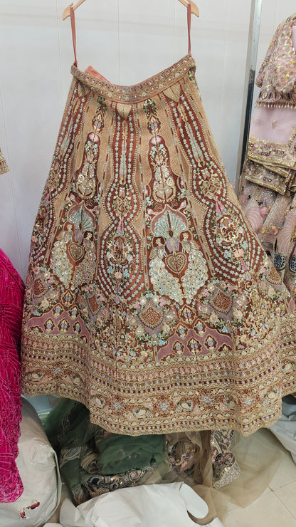 Designer yellow peacock Crop Top Lehenga