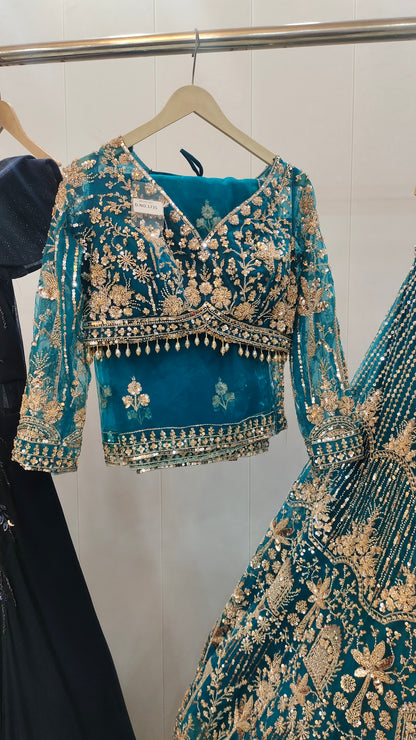 Fantastic Sky blue Crop top Lehenga