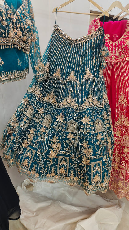 Fantastic Sky blue Crop top Lehenga