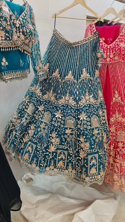 Fantastic Sky blue Crop top Lehenga