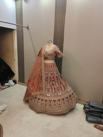 Pleasing Sea green peacock Ready to wear Crop top Lehenga