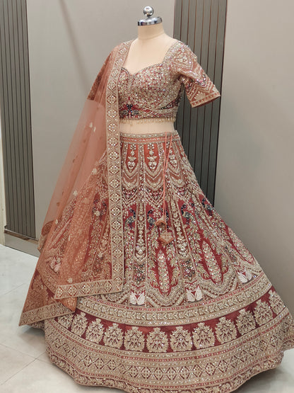 Pleasing Sea green peacock Ready to wear Crop top Lehenga