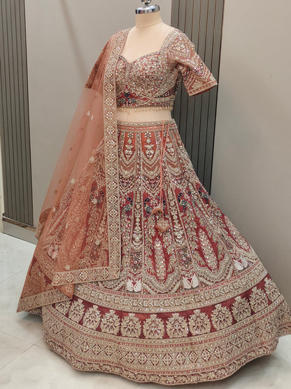 Pleasing Sea green peacock Ready to wear Crop top Lehenga