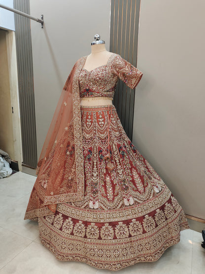 Pleasing Sea green peacock Ready to wear Crop top Lehenga