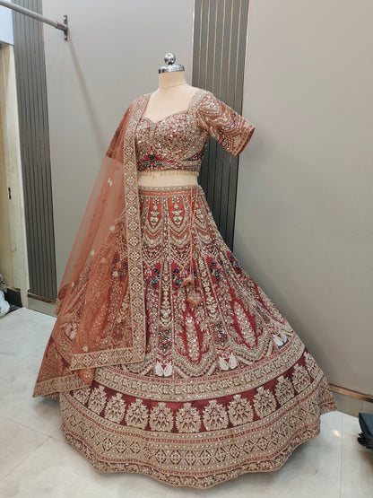 Pleasing Sea green peacock Ready to wear Crop top Lehenga