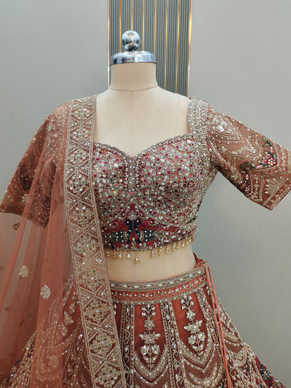 Pleasing Sea green peacock Ready to wear Crop top Lehenga