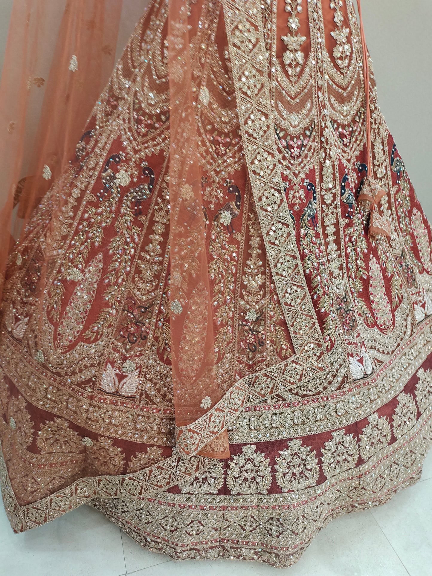 Pleasing Sea green peacock Ready to wear Crop top Lehenga