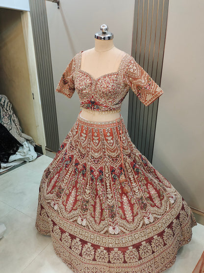 Pleasing Sea green peacock Ready to wear Crop top Lehenga