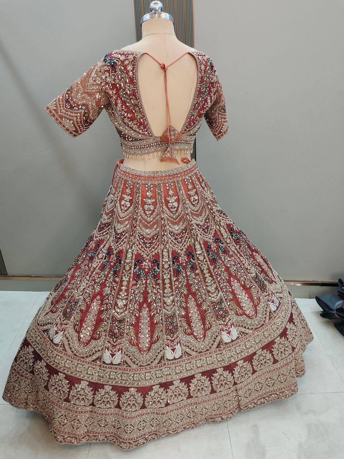 Pleasing Sea green peacock Ready to wear Crop top Lehenga