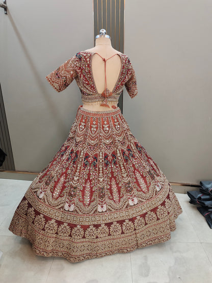 Pleasing Sea green peacock Ready to wear Crop top Lehenga