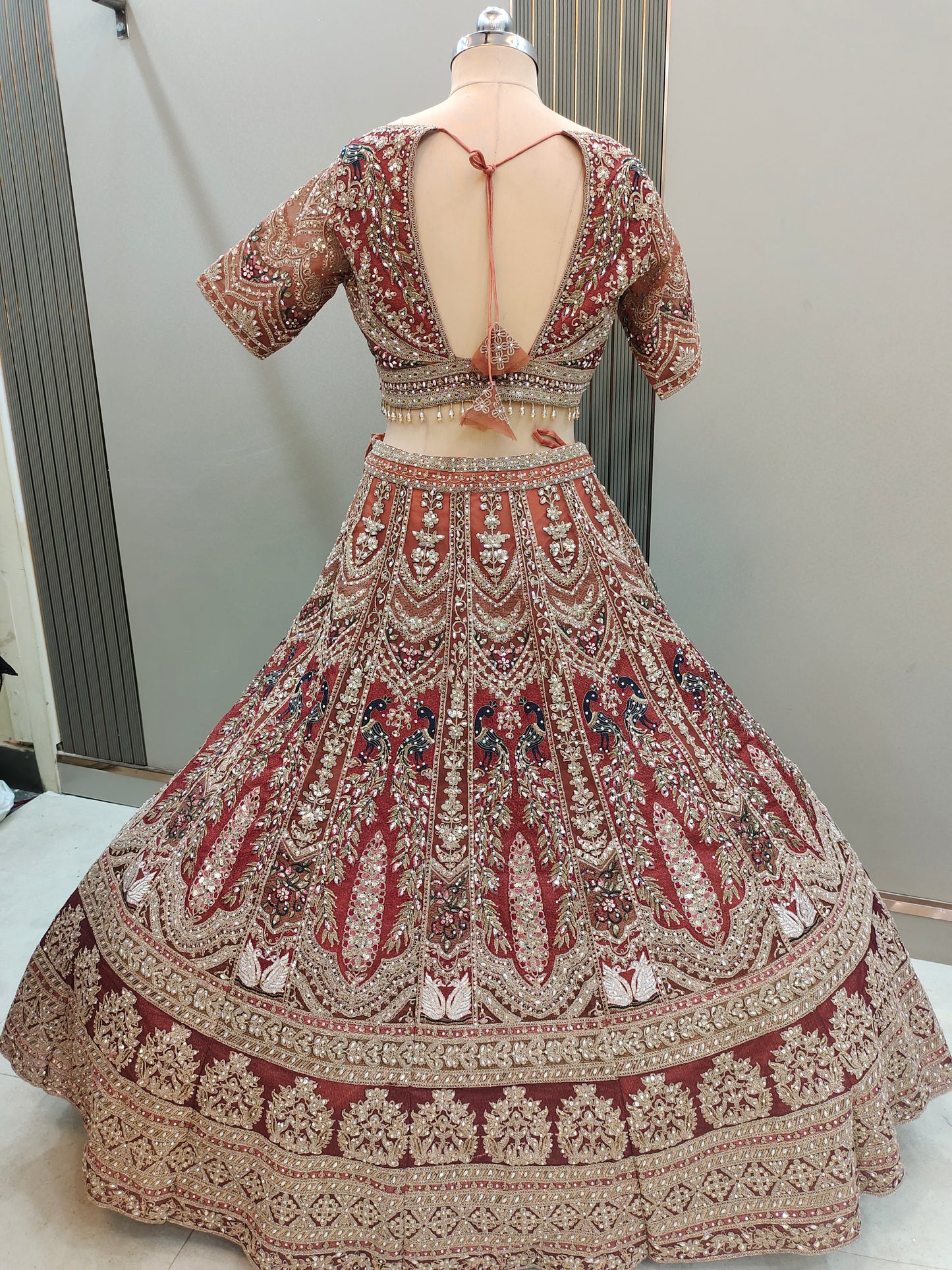 Pleasing Sea green peacock Ready to wear Crop top Lehenga