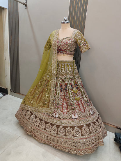 Pleasing Sea green peacock Ready to wear Crop top Lehenga