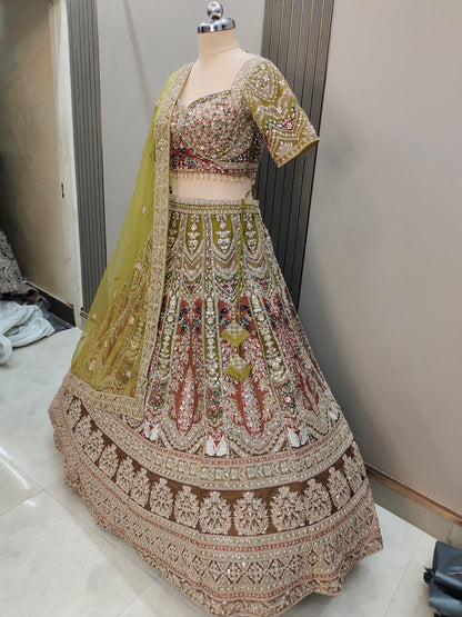 Pleasing Sea green peacock Ready to wear Crop top Lehenga