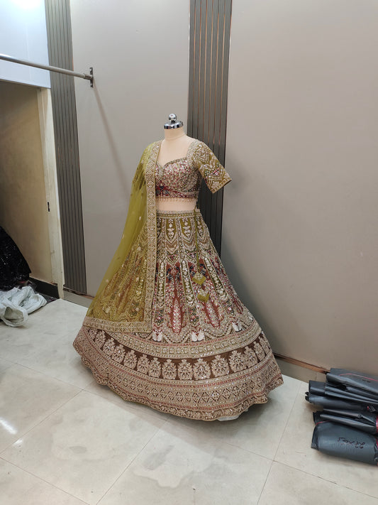 Something different peacock yellow Ready to wear Crop top Lehenga
