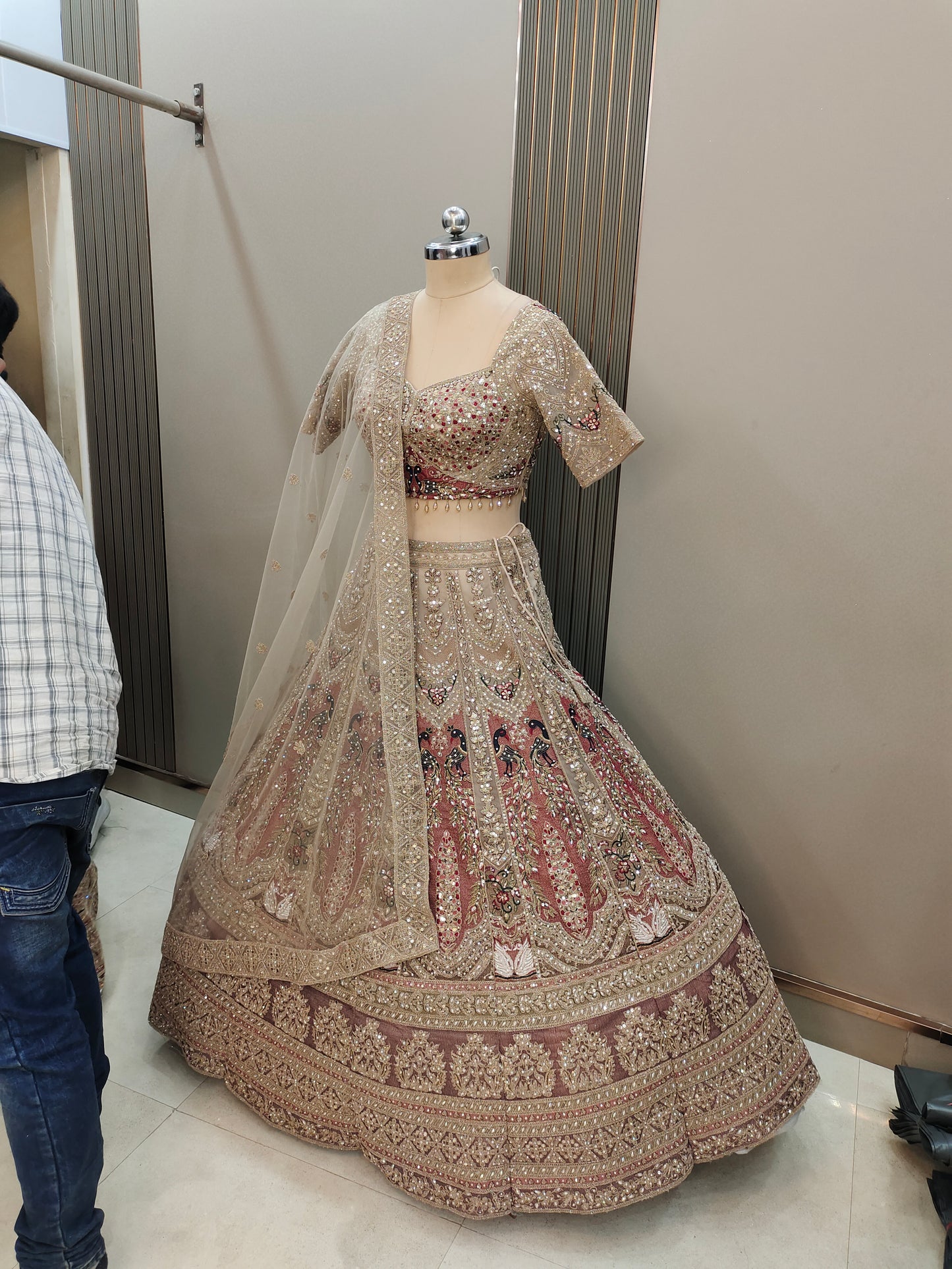 Pleasing Sea green peacock Ready to wear Crop top Lehenga