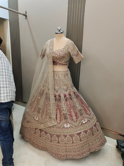 Pleasing Sea green peacock Ready to wear Crop top Lehenga