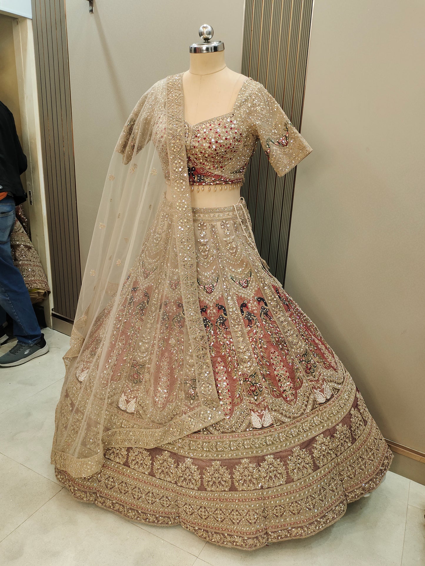 Pleasing Sea green peacock Ready to wear Crop top Lehenga