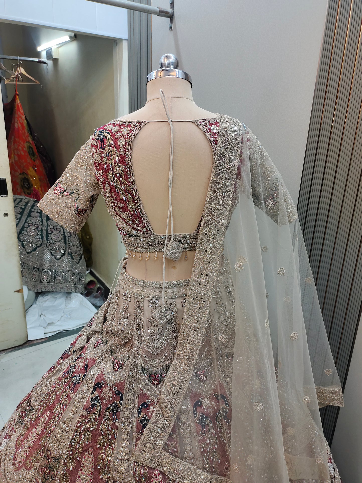 Pleasing Sea green peacock Ready to wear Crop top Lehenga