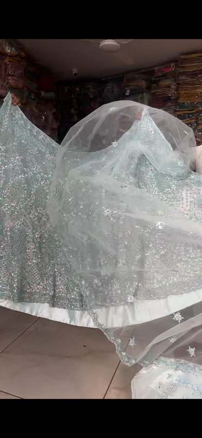 Awesome aqua green blue PDP Lehenga