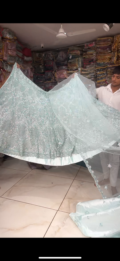 Awesome aqua green blue PDP Lehenga