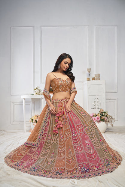 Multi Colour brown pink lehenga
