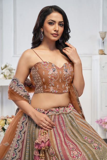Multi Colour brown pink lehenga