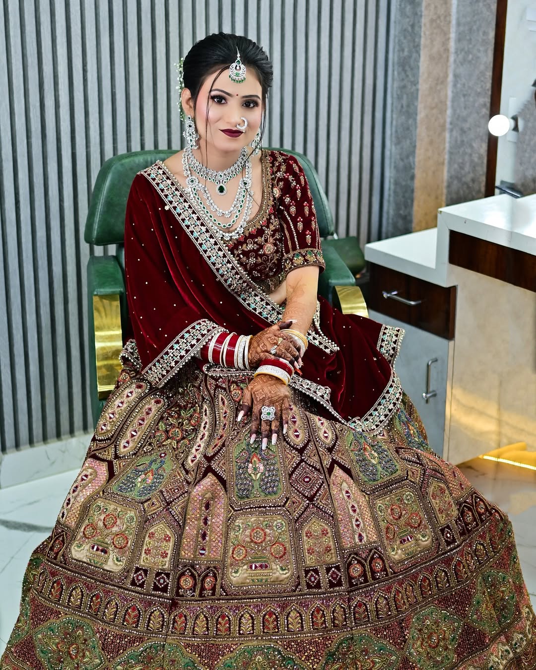 Royal maroon bridal Lehenga happy customer