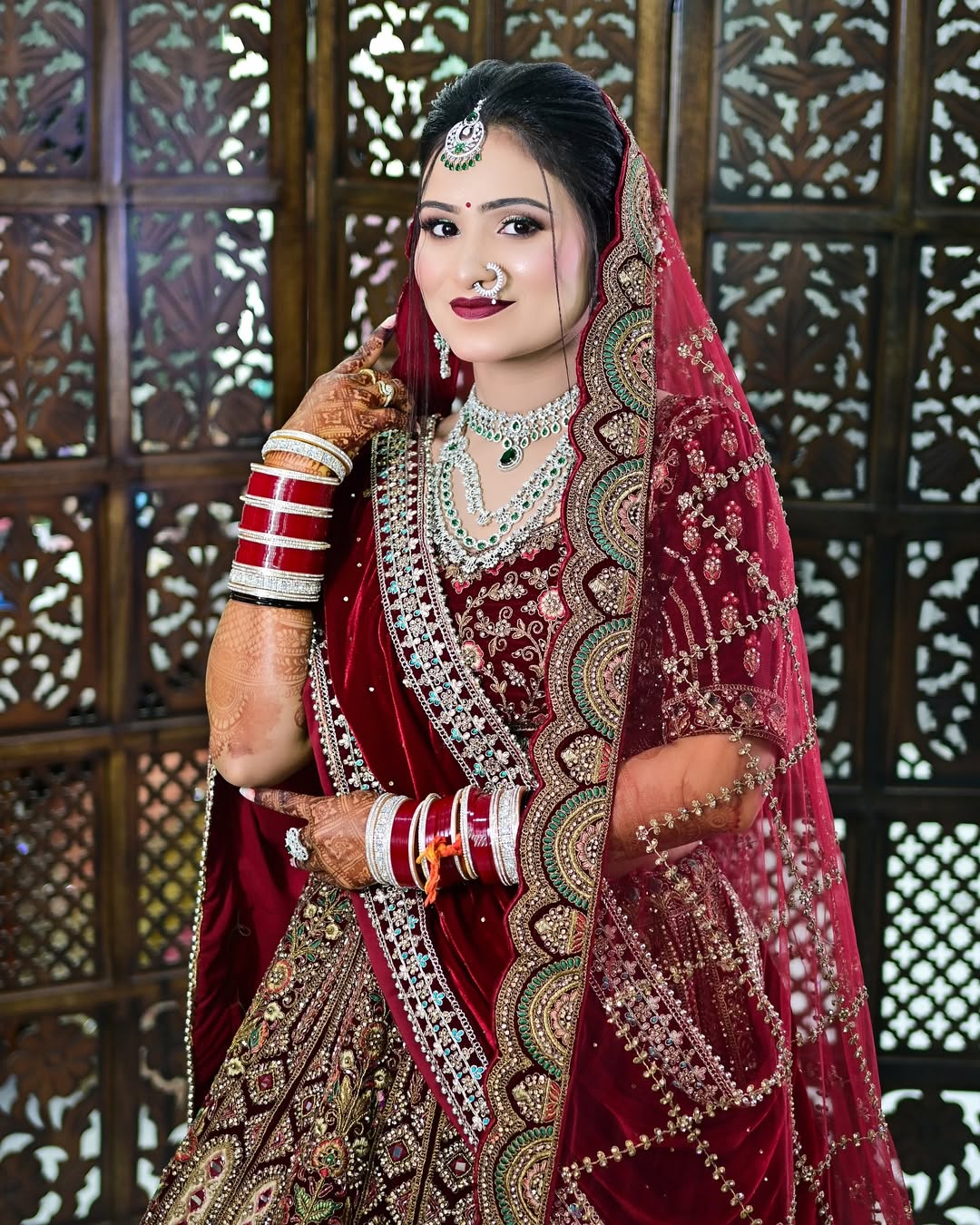 Royal maroon bridal Lehenga happy customer
