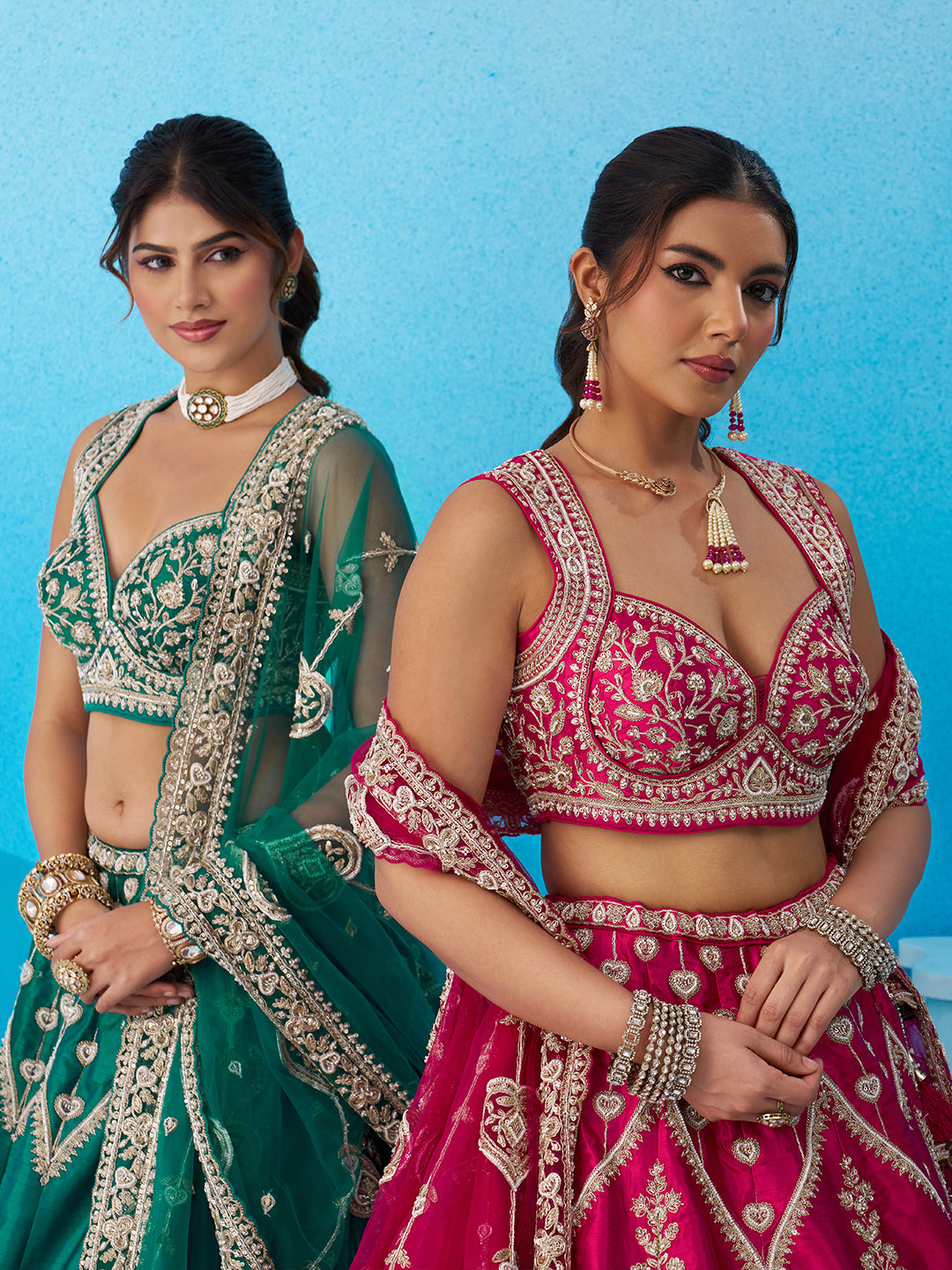 Rani Pink- Silk Beads & Sequins Embroidered Lehenga 6227