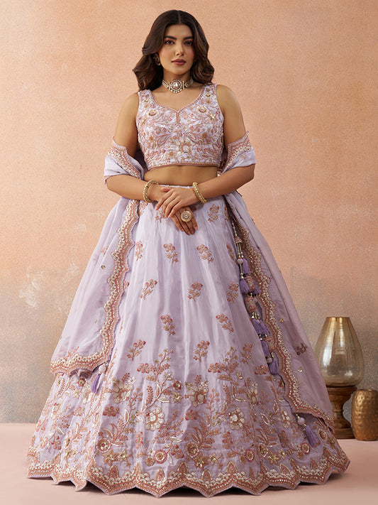 Lavender- Tissue Sequins Embroidered Lehenga 6109