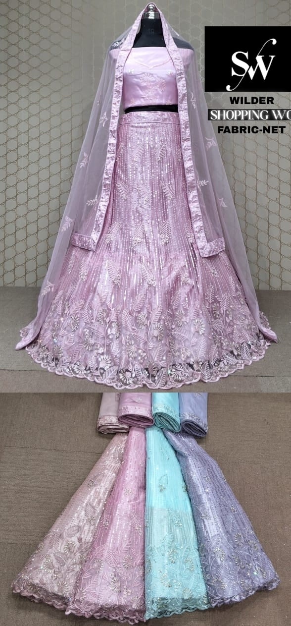 Pink Lehenga Net fabric