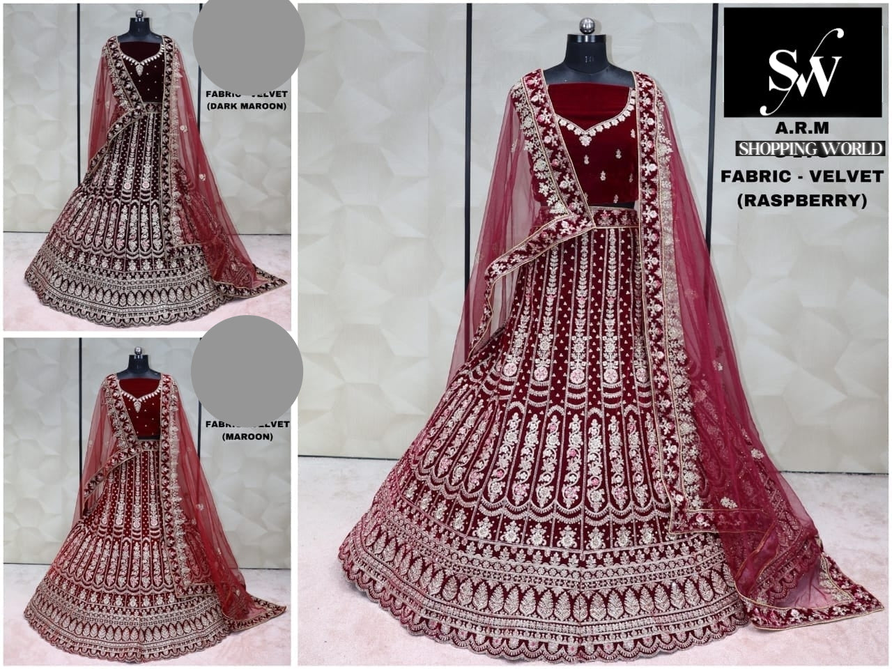 Red and gold embroidered lehenga with matching dupatta 