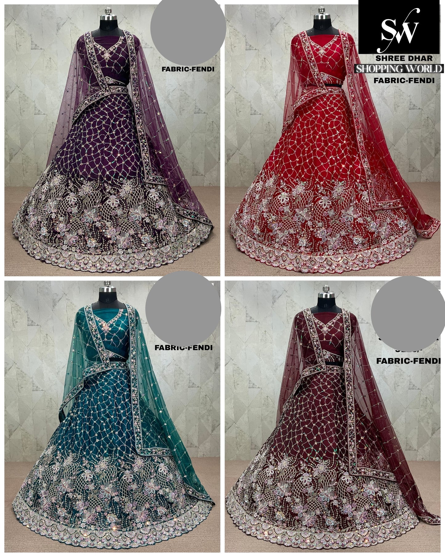 Multi Lehenga Fendi fabric