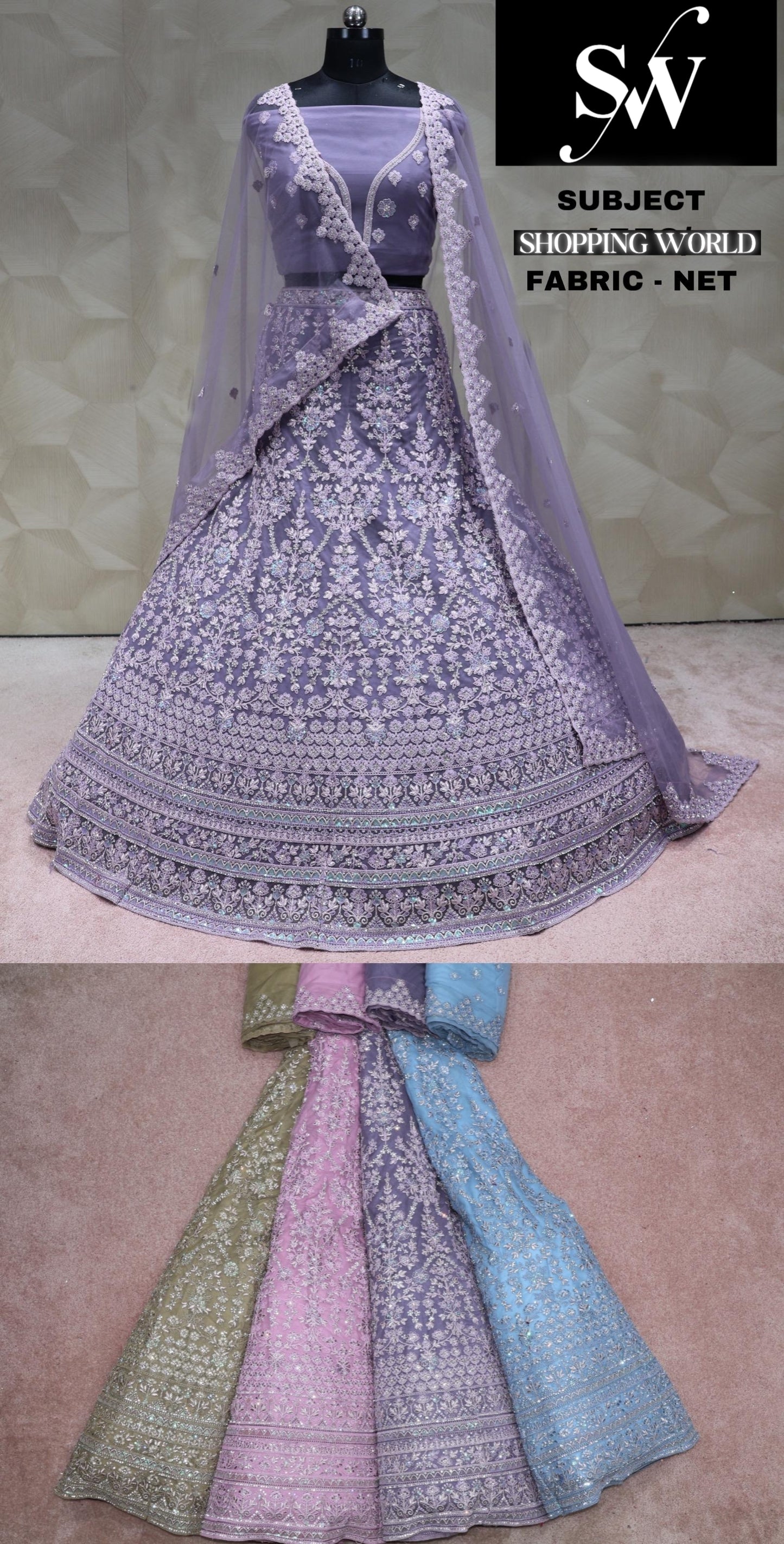 Purple Lehenga Net Fabric