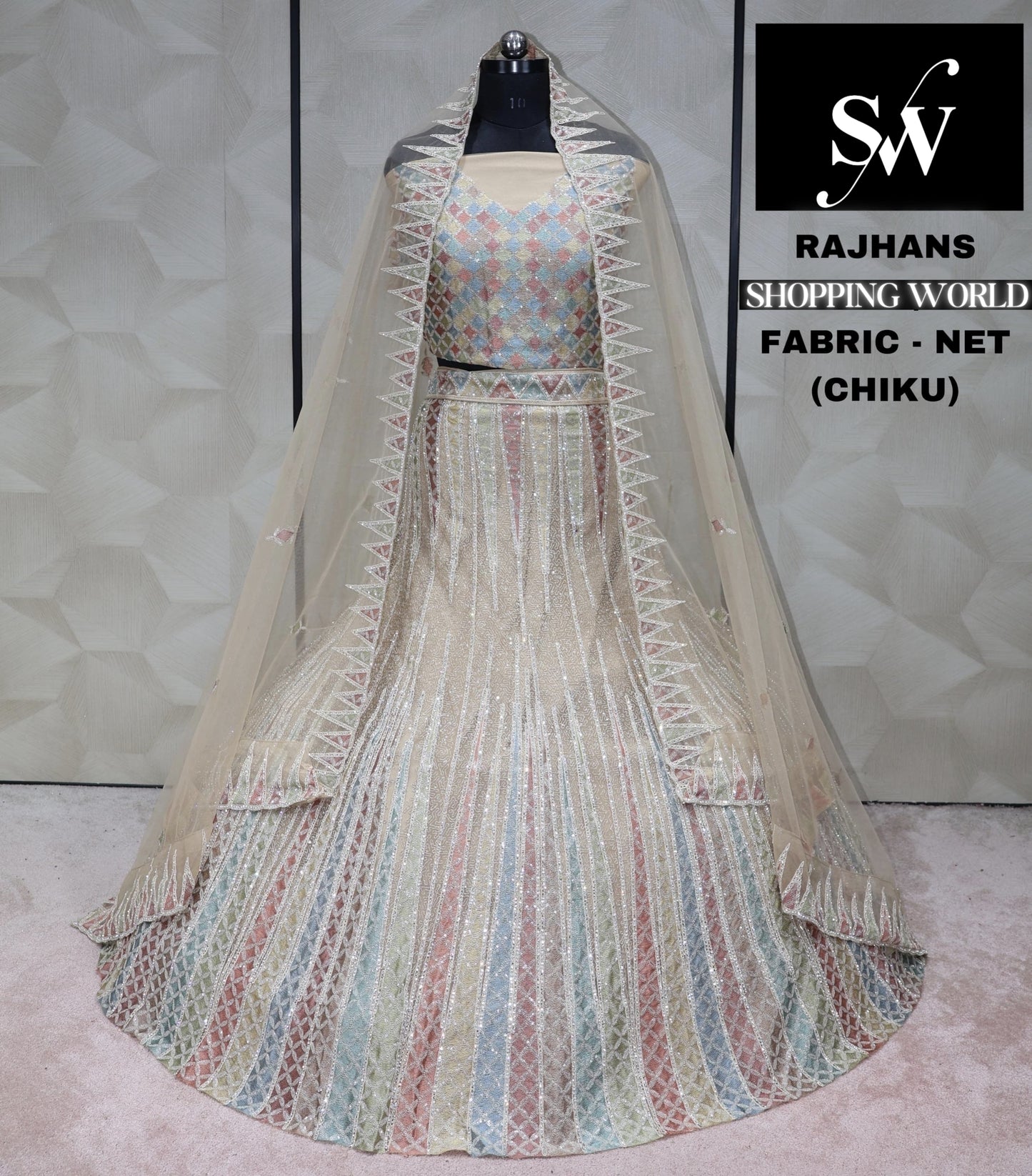 Tela de red Chiku Lehenga