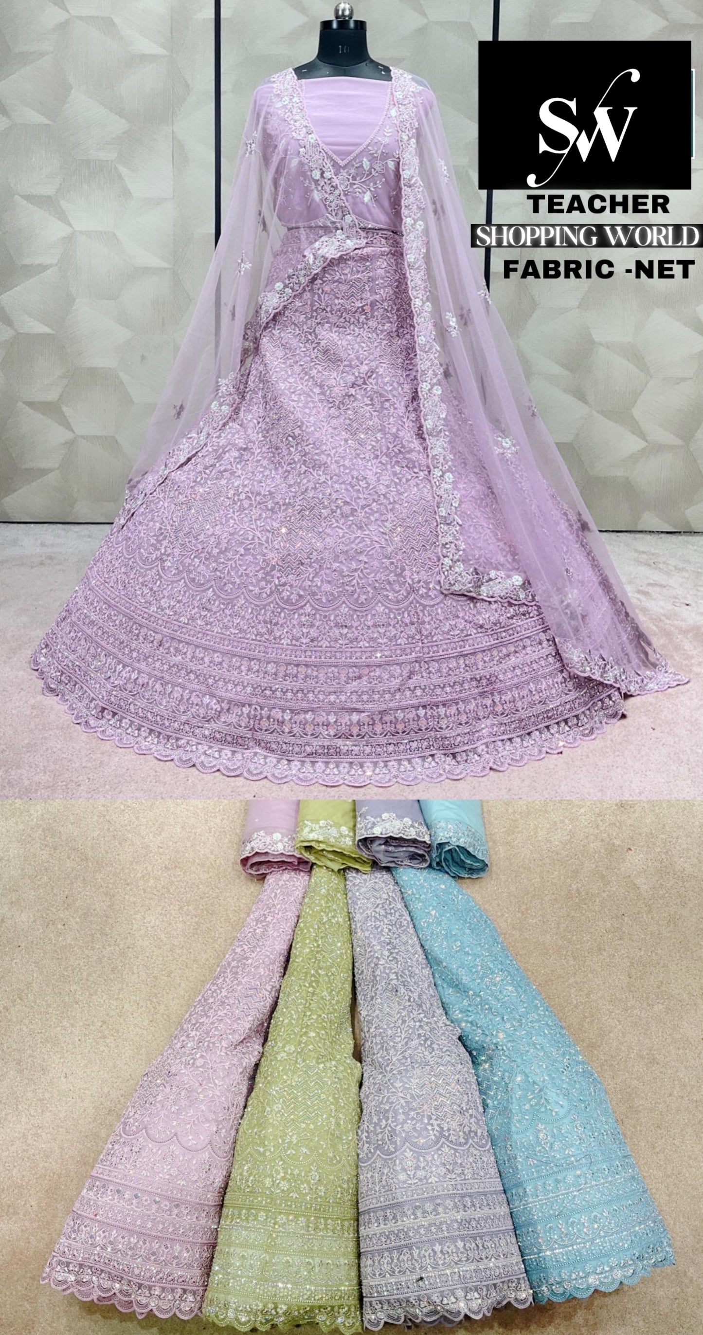 Pink Lehenga Net Fabric