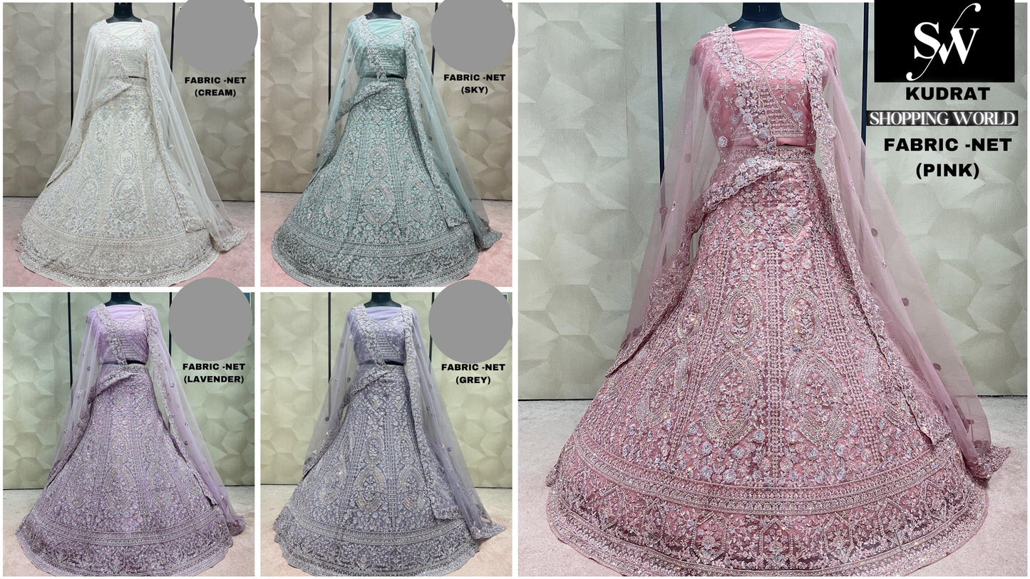 Multi Lehenga Net Fabric