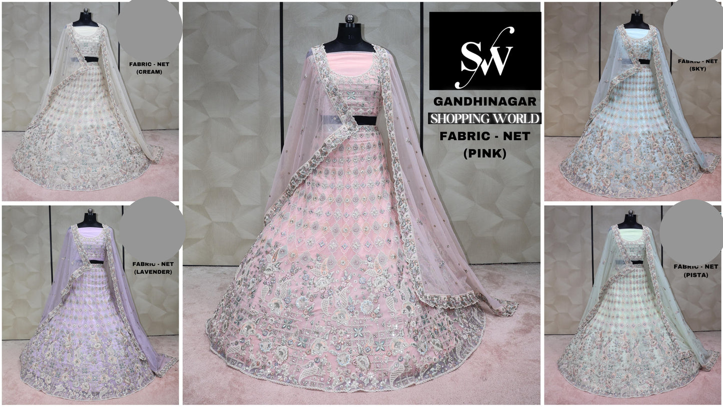 Multi Lehenga Net Fabric