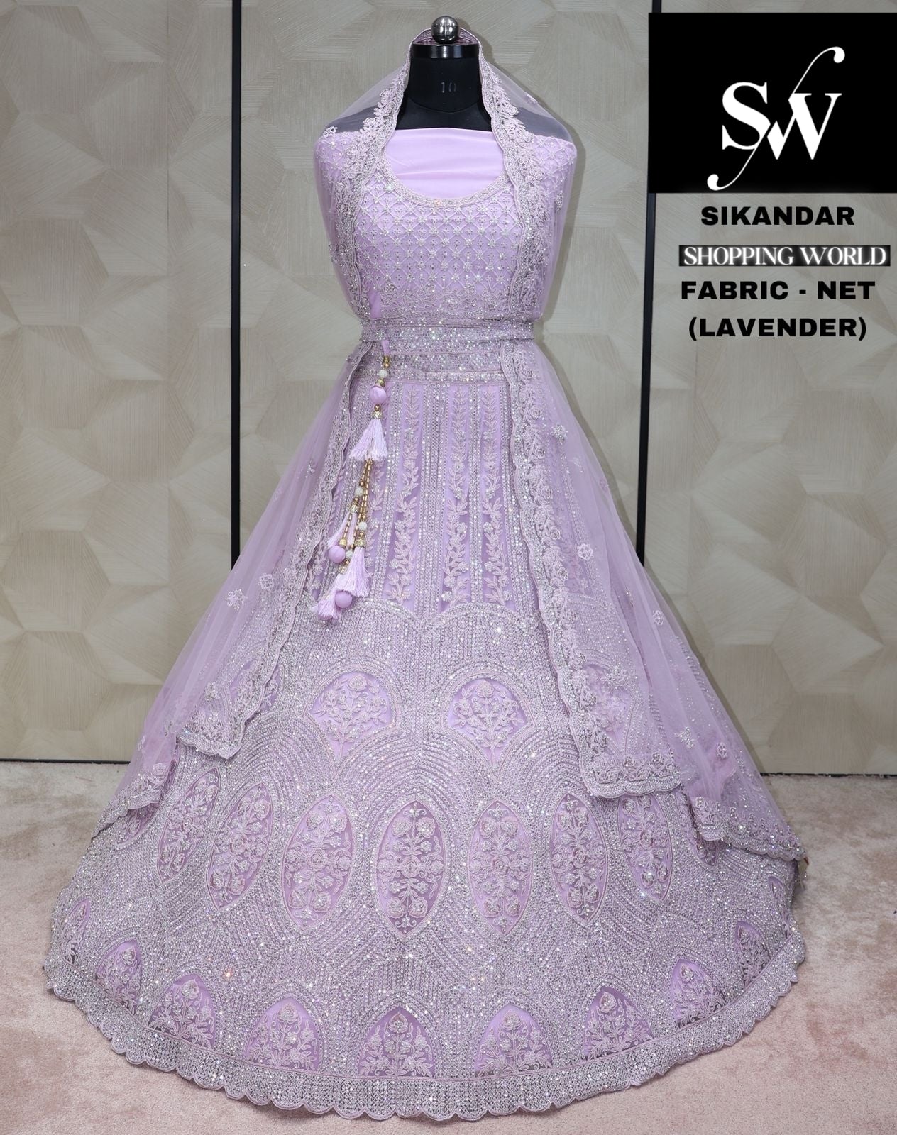 Lavender Lehenga Net Fabric