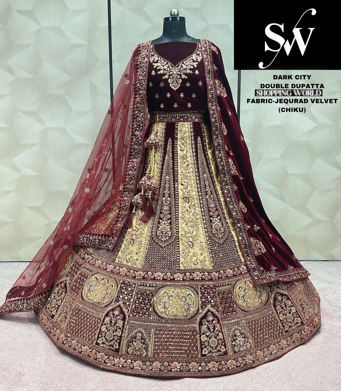 Chiku Lehenga jequard velvet fabric