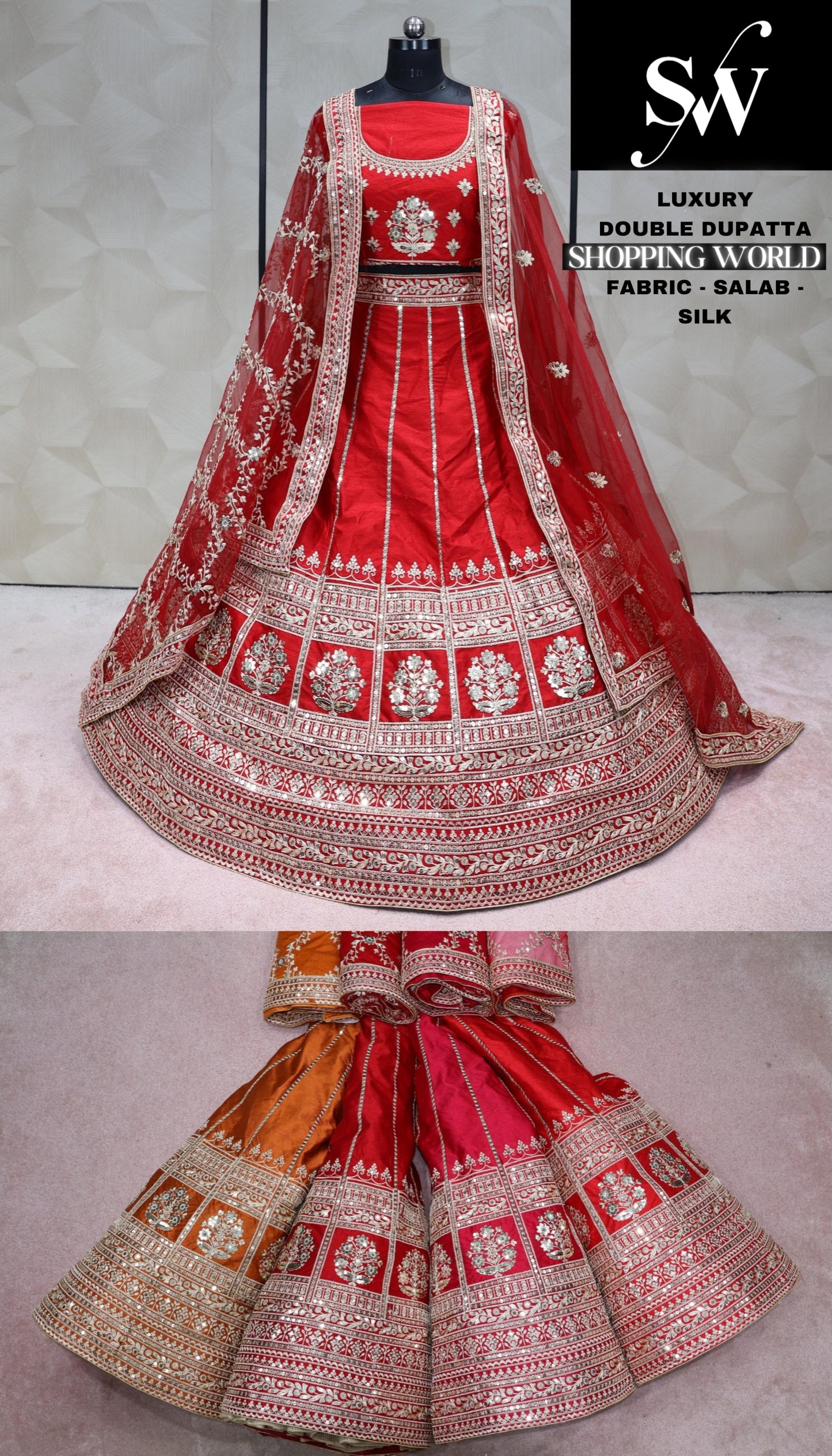 Pink Lehenga salab silk Fabric