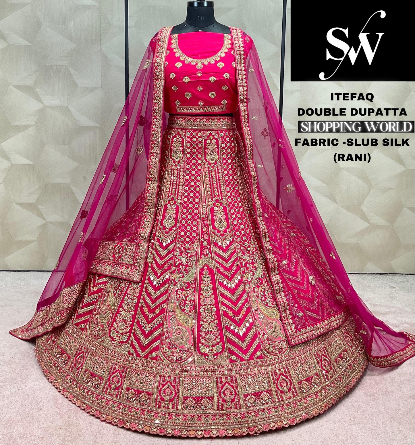 Rani Pink Lehenga slub silk Fabric