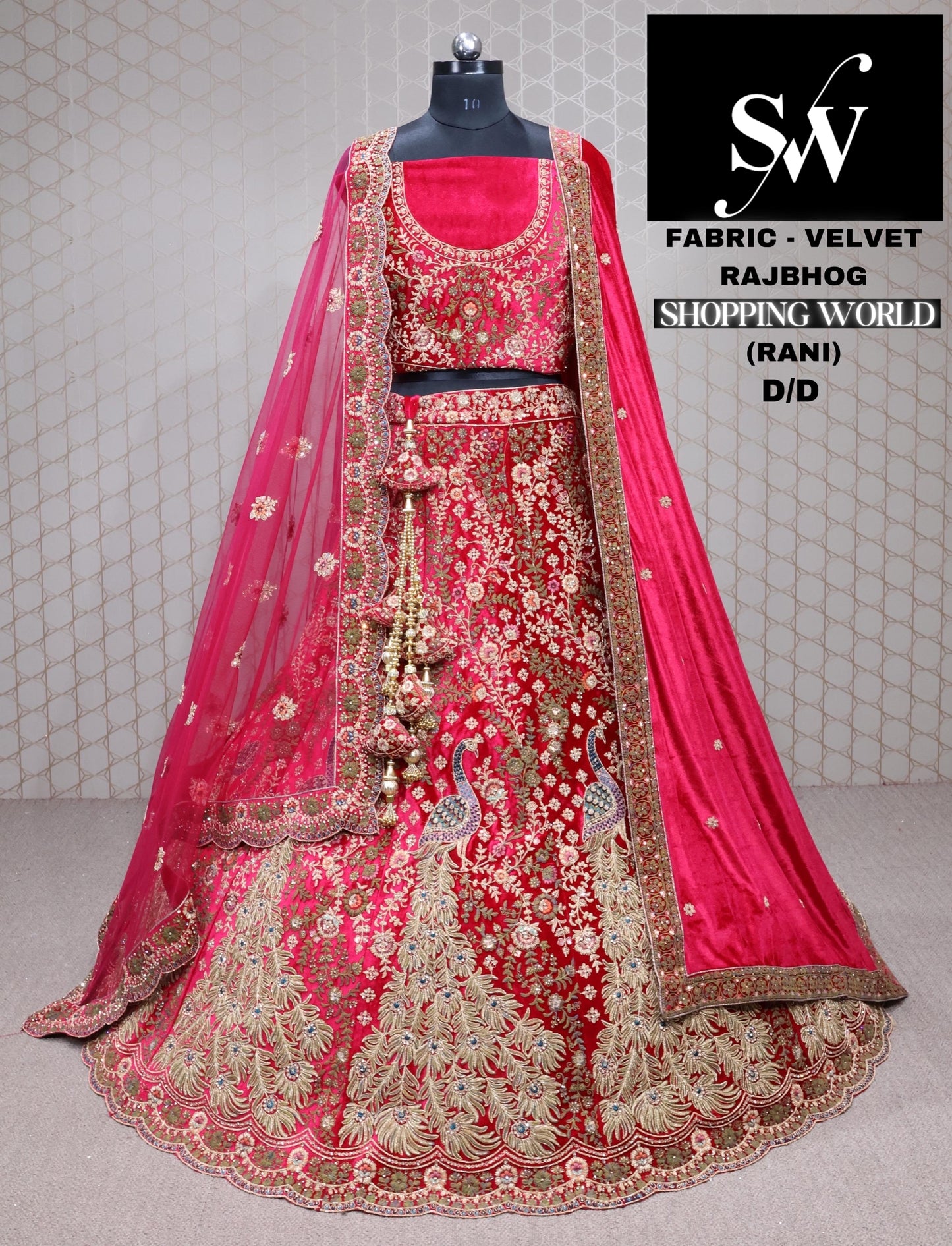 Pleasing wine pink peacock Bridal Lehenga