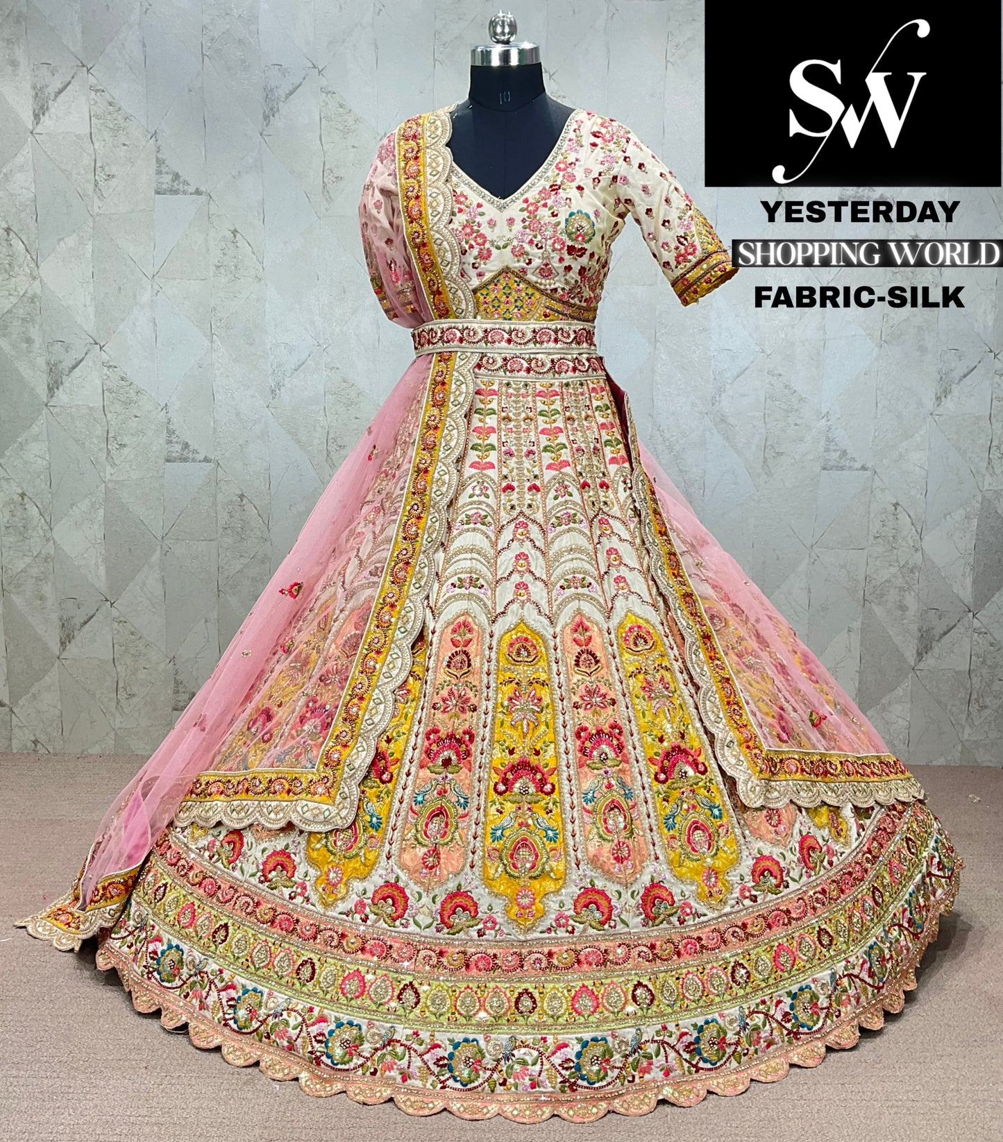 Yellow Haldi Lehenga crop top silk fabric