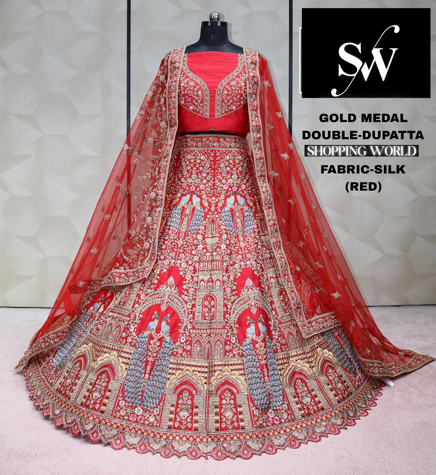 Bridal Red Lehenga silk fabric