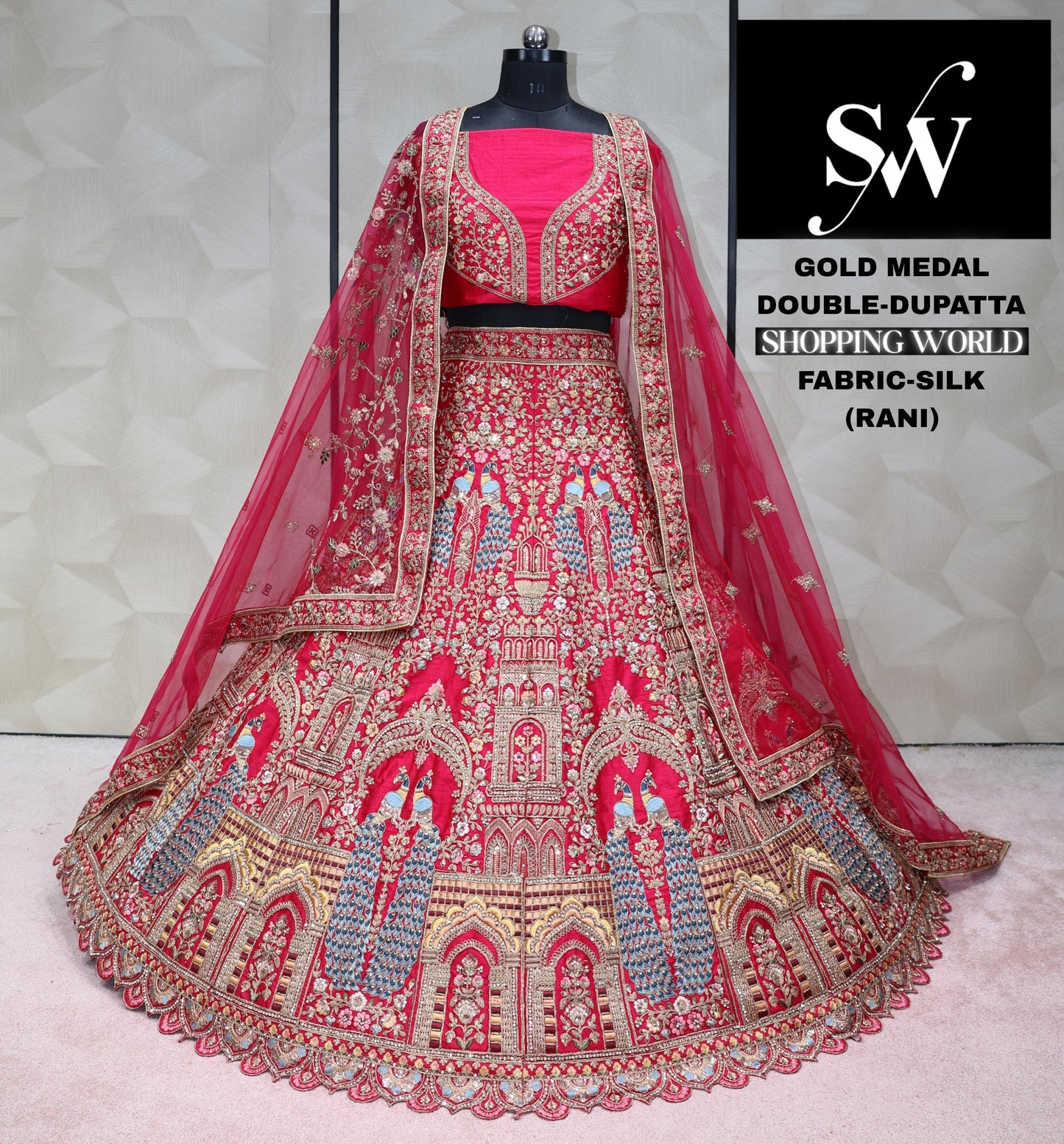 Bridal Red Lehenga silk fabric