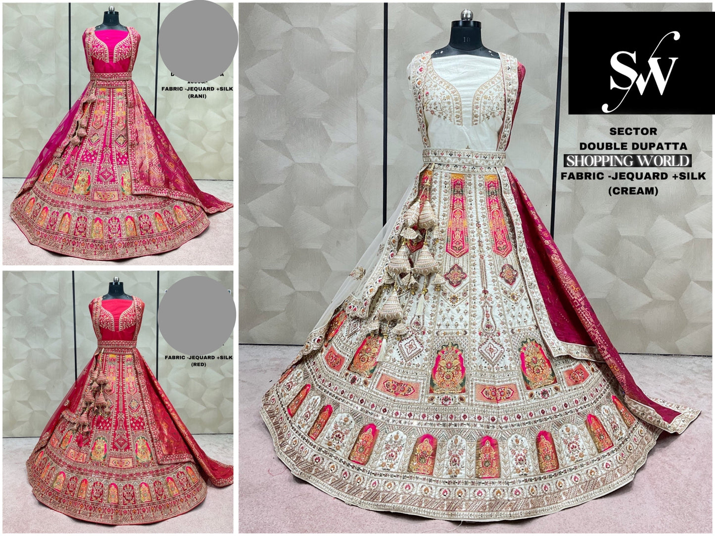 Multi Lehenga jequard silk fabric