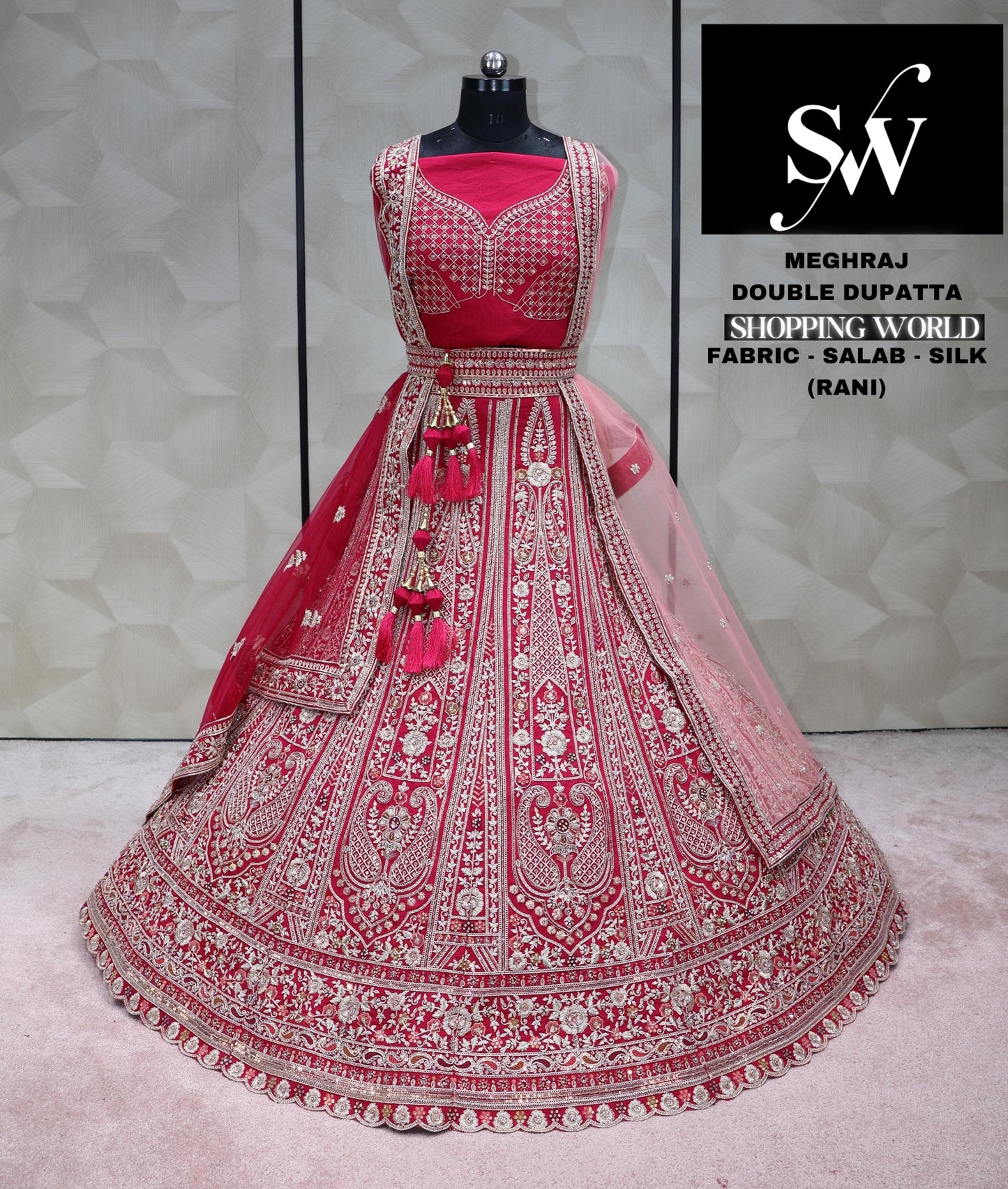 Rani Pink Lehenga salab silk fabric
