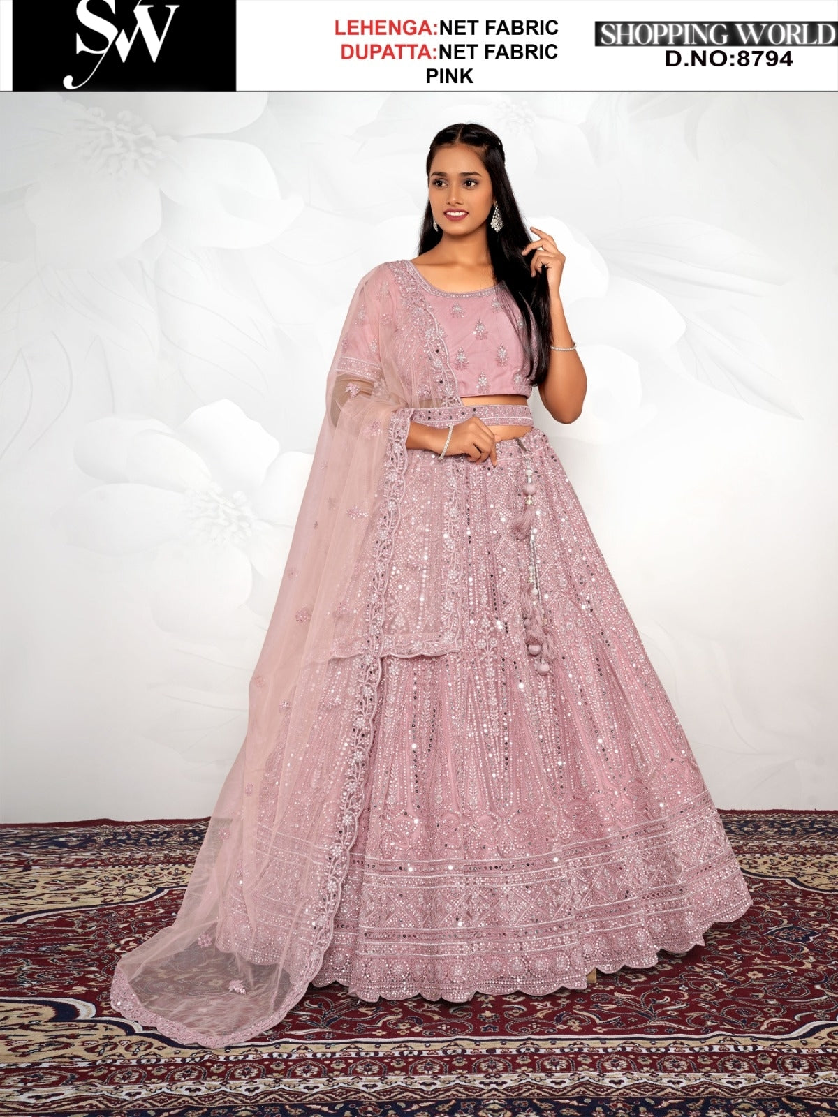 Pink Net fabric lehenga